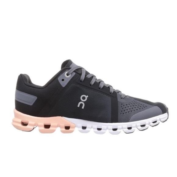 On Running Shoes - NEW ON RUNNING Cloudflow Mesh Black Rock Rose White Trainers Running Shoes 7.5